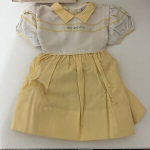 Vintage Love Brand Dress Yellow Collared Floral Embroidered Girls Size 1